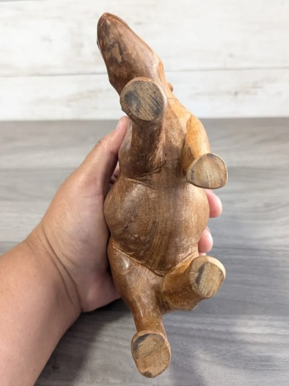 VTG Hand Carved Solid Wood Rhino-Rhinoceros figure 8